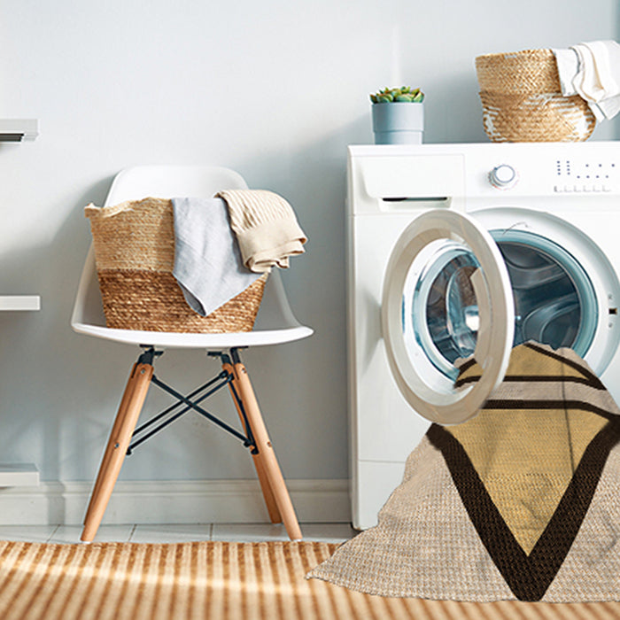 Machine Washable Transitional Light Brown Rug in a Washing Machine, wshpat3772org