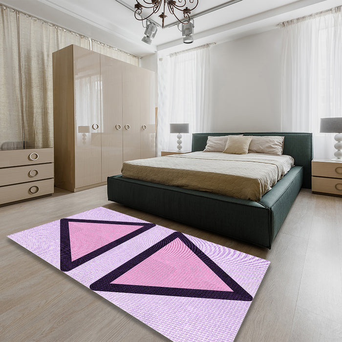 Patterned Orchid Purple Rug in a Bedroom, pat3772pur