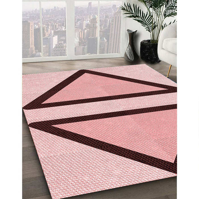 Machine Washable Transitional Pink Rug in a Family Room, wshpat3772rd
