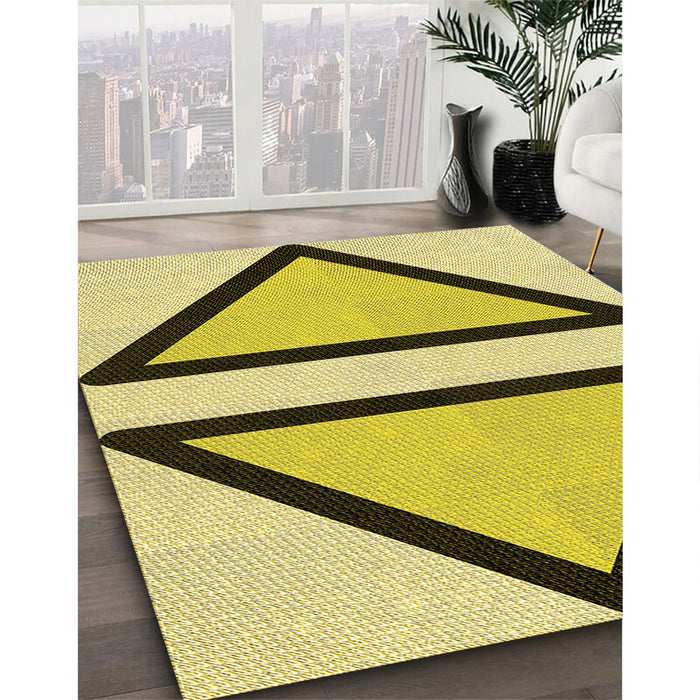 Patterned Dark Yellow Green Rug in Family Room, pat3772yw