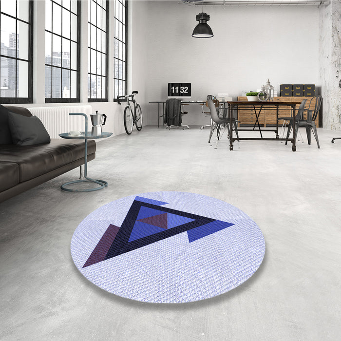 Round Patterned Lavender Blue Rug in a Office, pat3773blu