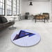 Round Patterned Lavender Blue Rug in a Office, pat3773blu