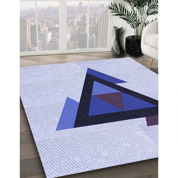 Patterned Lavender Blue Rug in Family Room, pat3773blu