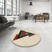 Round Patterned Wheat Beige Rug in a Office, pat3773brn