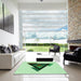 Square Patterned Mint Green Rug in a Living Room, pat3773grn
