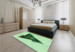 Patterned Mint Green Rug in a Bedroom, pat3773grn