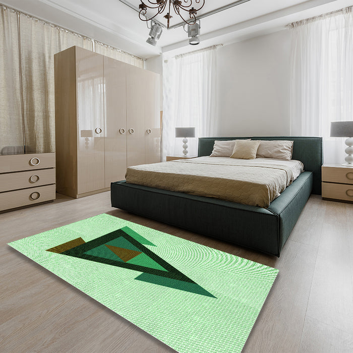 Patterned Mint Green Rug in a Bedroom, pat3773grn