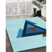 Patterned Glacial Blue Ice Blue Rug in Family Room, pat3773lblu