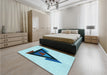 Patterned Glacial Blue Ice Blue Rug in a Bedroom, pat3773lblu