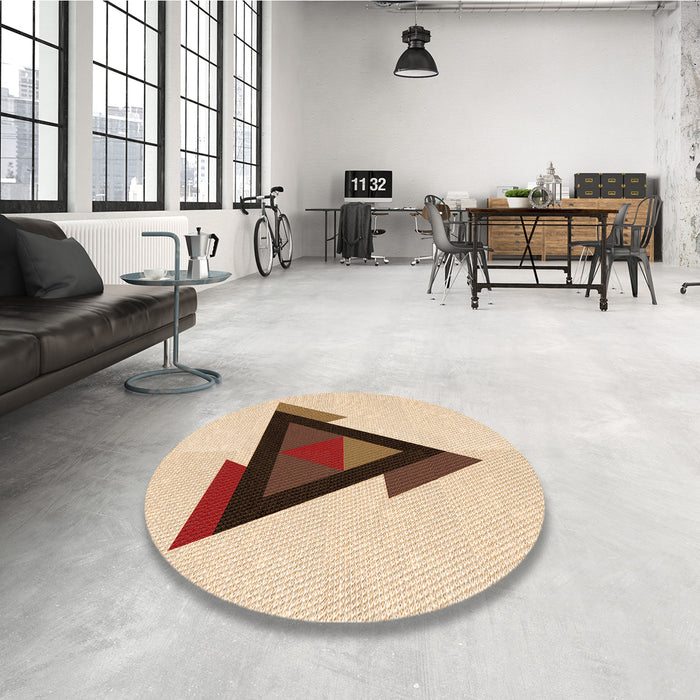 Round Patterned Light Brown Rug in a Office, pat3773org