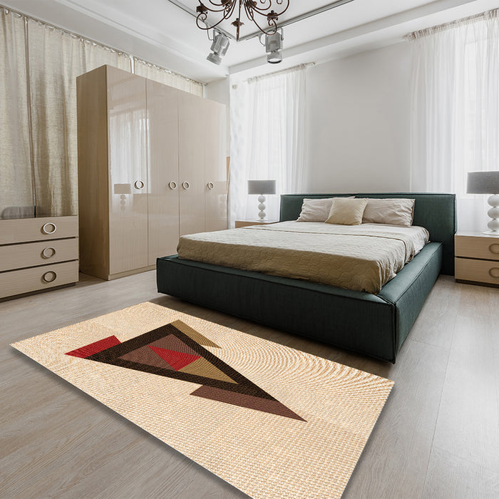 Patterned Light Brown Rug in a Bedroom, pat3773org