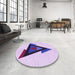 Round Patterned Purple Flower Purple Rug in a Office, pat3773pur