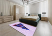 Patterned Purple Flower Purple Rug in a Bedroom, pat3773pur