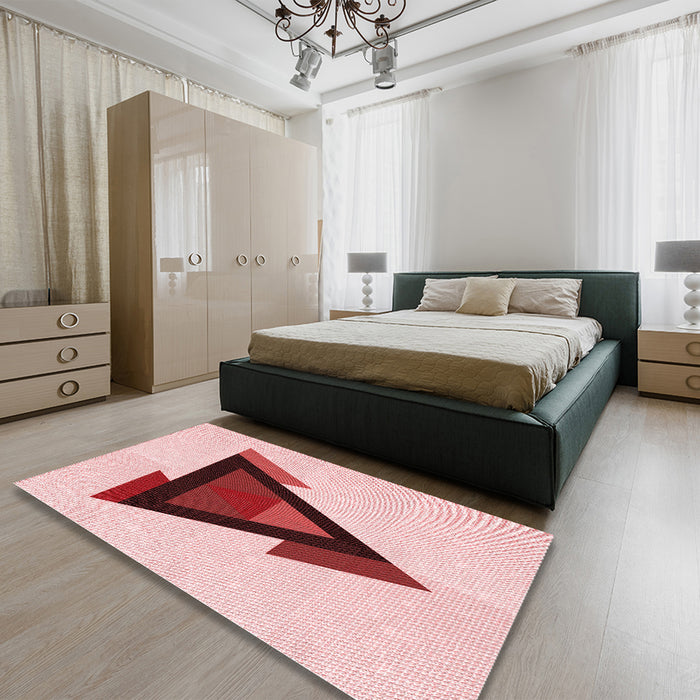Patterned Red Rug in a Bedroom, pat3773rd
