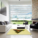 Square Patterned Sun Yellow Rug in a Living Room, pat3773yw
