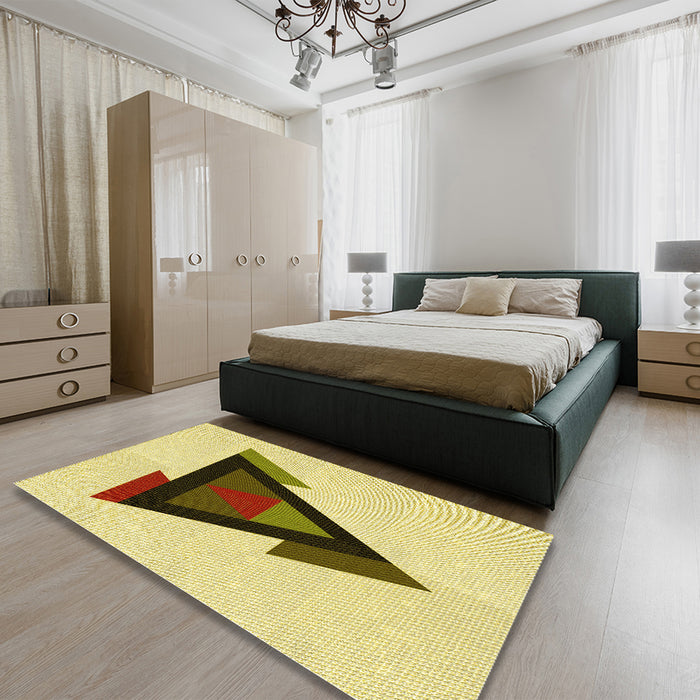 Patterned Sun Yellow Rug in a Bedroom, pat3773yw