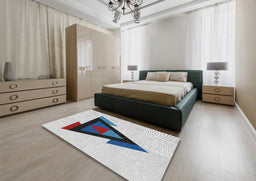 Patterned Off-White Novelty Rug in a Bedroom, pat3773