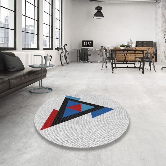 Round Patterned Off-White Novelty Rug in a Office, pat3773