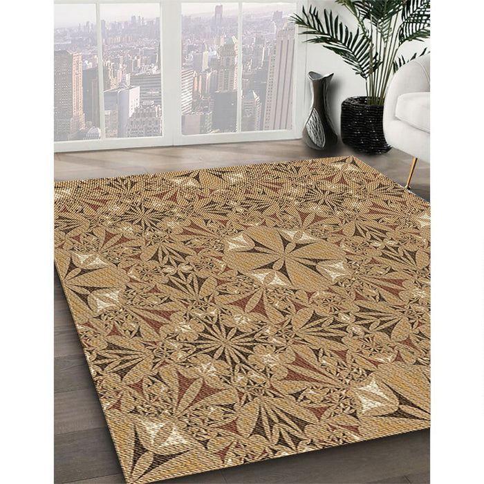 Patterned Sienna Brown Rug in Family Room, pat3774brn