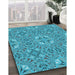 Machine Washable Transitional Glacial Blue Ice Blue Rug in a Family Room, wshpat3774lblu