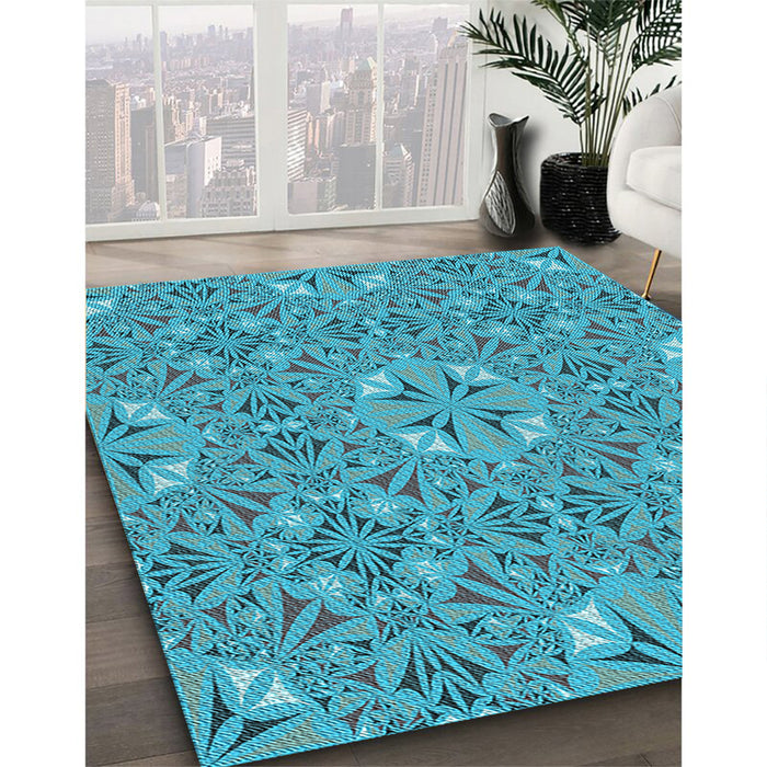 Patterned Glacial Blue Ice Blue Rug in Family Room, pat3774lblu