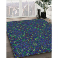 Patterned Midnight Blue Rug, pat3775lblu