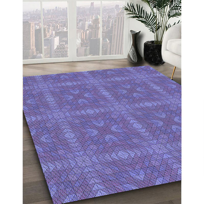 Patterned Purple Rug in Family Room, pat3776blu