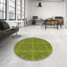 Round Patterned Pistachio Green Rug in a Office, pat3776grn