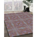 Machine Washable Transitional Rosy Pink Rug in a Family Room, wshpat3776lblu