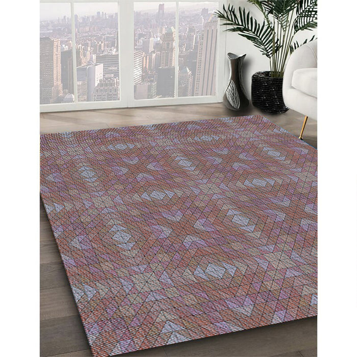 Patterned Rosy Pink Rug in Family Room, pat3776lblu