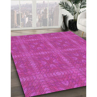 Patterned Deep Pink Rug, pat3776pur