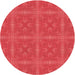 Square Patterned Red Rug, pat3776rd
