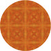 Square Machine Washable Transitional Neon Orange Rug in a Living Room, wshpat3776yw