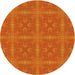 Square Patterned Neon Orange Rug, pat3776yw
