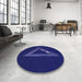 Round Patterned DarkBlue Rug in a Office, pat3777blu