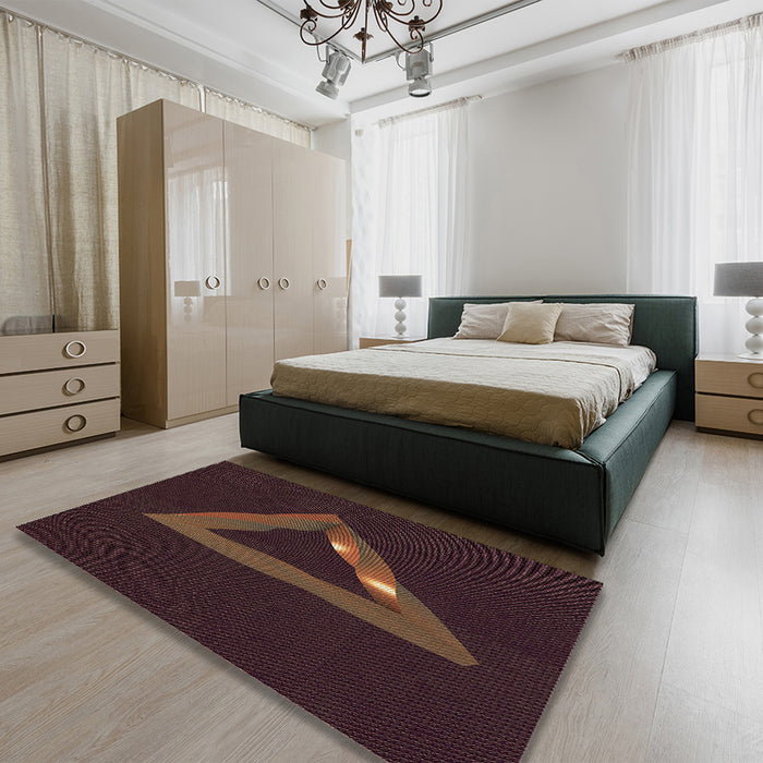 Patterned Chocolate Brown Rug in a Bedroom, pat3777brn