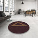 Round Patterned Chocolate Brown Rug in a Office, pat3777brn