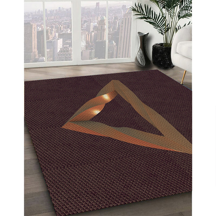 Machine Washable Transitional Chocolate Brown Rug in a Family Room, wshpat3777brn