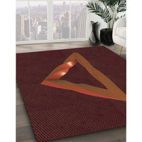 Patterned Dark Scarlet Red Rug, pat3777org