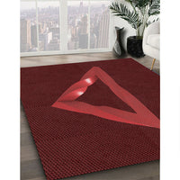 Patterned Maroon Red Rug, pat3777rd