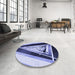 Round Patterned Blue Rug in a Office, pat3778blu