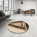 Round Patterned Red Brown Rug in a Office, pat3778brn