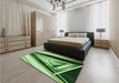 Patterned Deep Emerald Green Rug in a Bedroom, pat3778grn