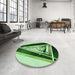 Round Patterned Deep Emerald Green Rug in a Office, pat3778grn