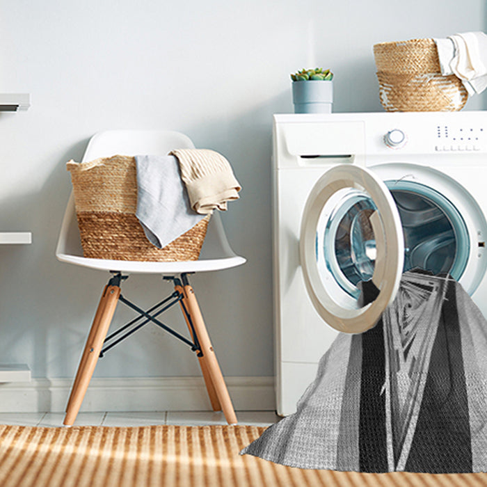 Machine Washable Transitional Platinum Silver Gray Rug in a Washing Machine, wshpat3778gry