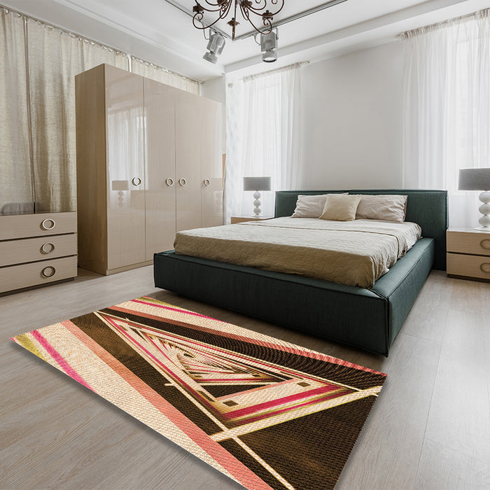 Patterned Yellow Rug in a Bedroom, pat3778org