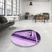 Round Patterned Bright Purple Rug in a Office, pat3778pur