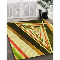 Patterned Dark Bronze Brown Rug, pat3778yw