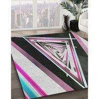 Patterned Plum Purple Modern Rug, pat3778