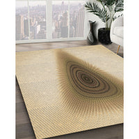 Patterned Khaki Gold Rug, pat3779brn